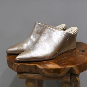 Free People Slides Womens 38 Silver Gold Metallic